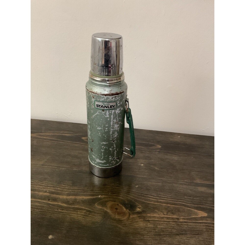Vintage Aladdin Stanley A-944DH 1 Qt Thermos Green Vacuum Bottle USA Complete